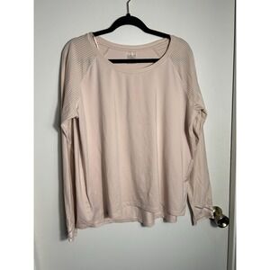 CALIA by Carrie Underwood Pink Long Sleeve Mesh Trim Top Women's XL Activewear